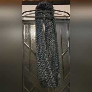 Handmade Blue and Gray Knit Scarf
